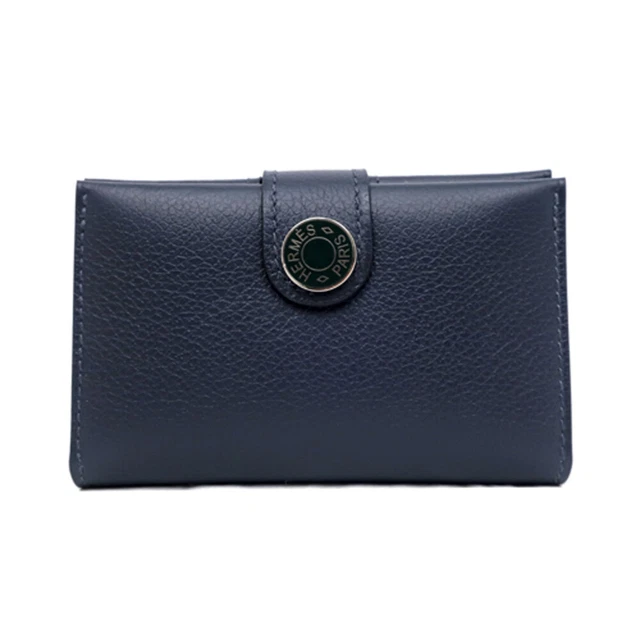 Hermes Card Case RMS Blue New Evercolor Business Holder BStamp Leather 104038