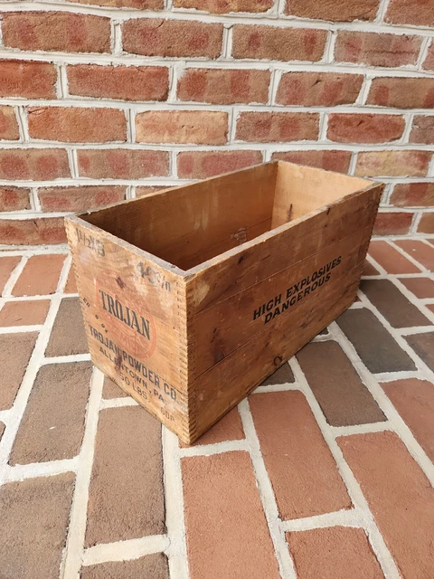 Vintage Trojan Explosives Wood Crate Box Dynamite Mining Allentown, Pa. 1 1/2*8