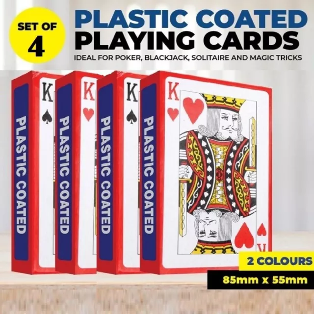 4 Standard Deck Playing Cards Solitaire Magic Casino Poker Blackjack Game Pack