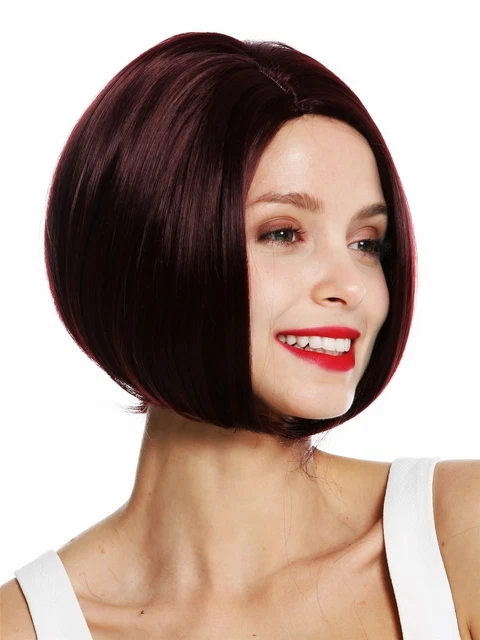 Perruque Femme 100% Cheveux Naturels - Carré Avec Mèches Noir/cuivré - Modèle Olivia 1b30