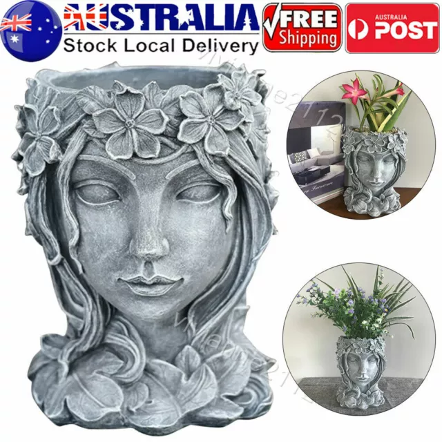 Goddess Head Design Succulents Plant Pot Resin Flowerpot for Office/Home Decor