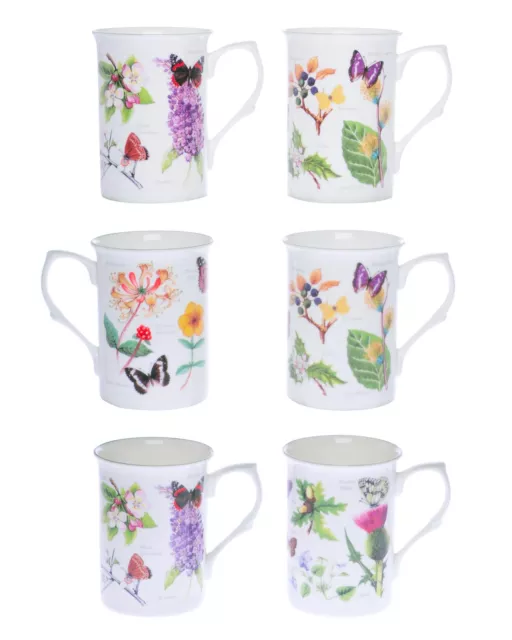 Bone China Set Of 6 Woodland Beakers/Mugs