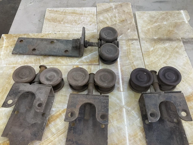 Vintage Barn Door Rollers, Rolling Door Hardware, Architectural Lot Of 4 All Of 7