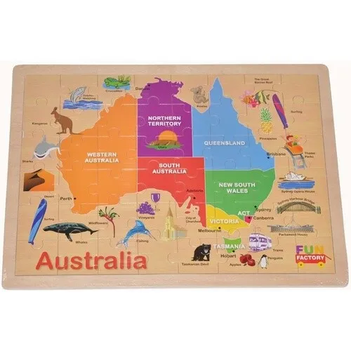 WOODEN JIGSAW Puzzle AUSTRALIAN MAP Australia GEOGRAPHY PRESCHOOL Learning Toy