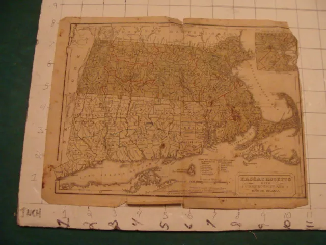 Original Map: 1830 Map of MASSACHUSETTS w Connecticut & Rhode Island