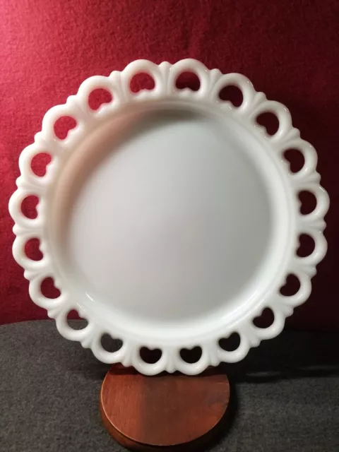 Vintage Anchor Hocking Scalloped Lace Edge Milk Glass Old Colony 12" Plate/tray