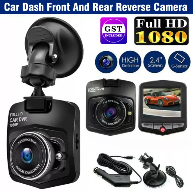 Car Dash Camera HD 1080P Recorder LCD Dual Lens DVR Front And Rear Reverse Cam