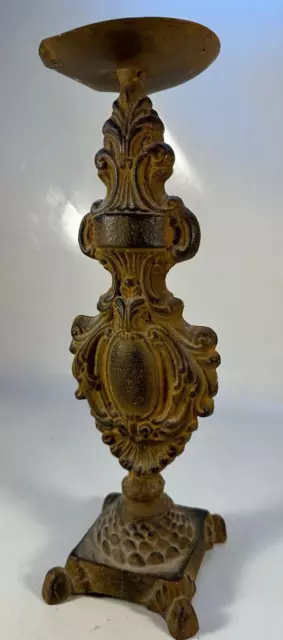 Vintage Cast Iron Candle Stick Holder 14” Tall Heavy Very Decorative Unique