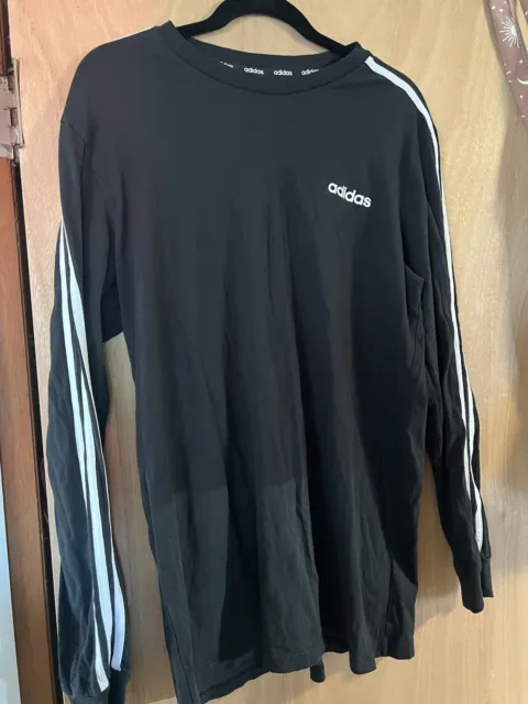 Adidas Long Sleeve Womens T Shirt Three Stripes Large