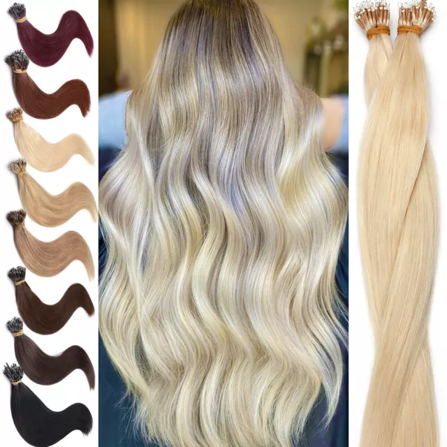 Russian Nano Ring Tip Remy Human Hair Extensions Micro Loop Double Drawn 1G/S AU