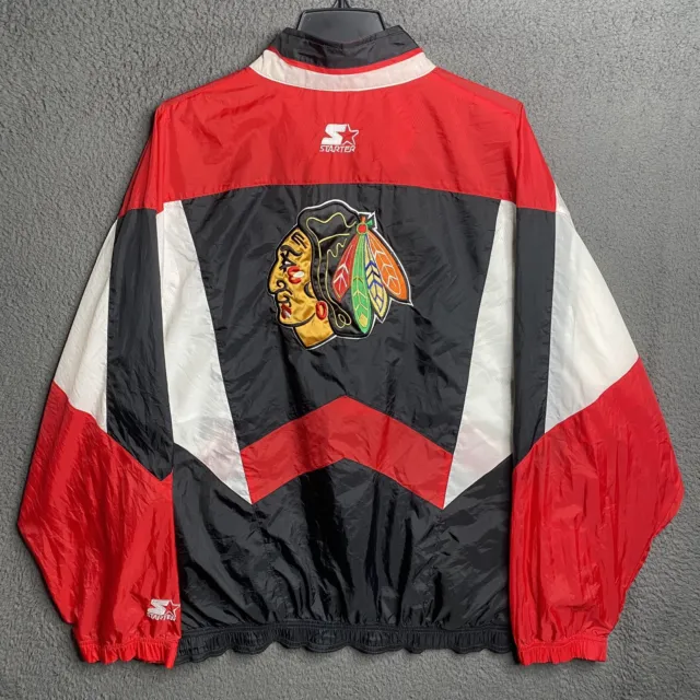 Vintage 90s Chicago Blackhawks NHL Starter Windbreaker Jacket Full Zip Size XL