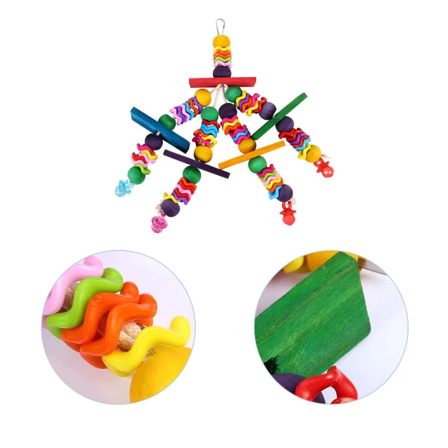 1PC Wooden Parrot Chewing Toy Parrot Toys Vogel Kauen Glocke Vögel