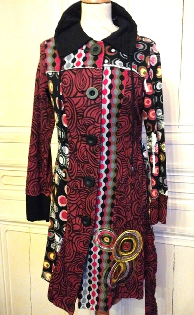Manteau Mi-Saison Desigual Taille 38/36 - Coloré - Longueur 91 Cm - Occasion Très Bon État