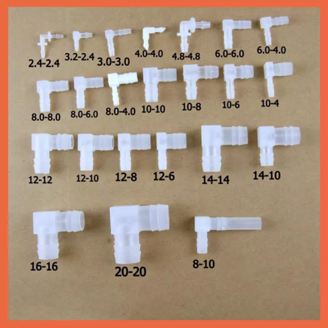 Plastic Barbed Joiner Connector 90 Elbow Degree Reducer Pipe Tube Hose Air Water