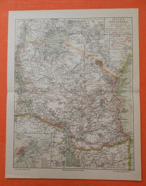 DEUTSCH-OSTAFRIKA DOA Tansania Sansibar Dar es Salaam  Afrika LANDKARTE  1903