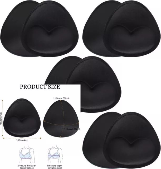 5 Paia Imbottiture Triangolari Per Reggiseno Push-up - Beige, Nero, Bianco, Taglie A/B E C/D, Morbide In Spugna