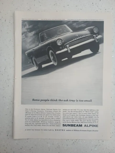 1961 Sunbeam Antique Car Ad Body Alpine Rootes Convertible Hillman Singer Cds61