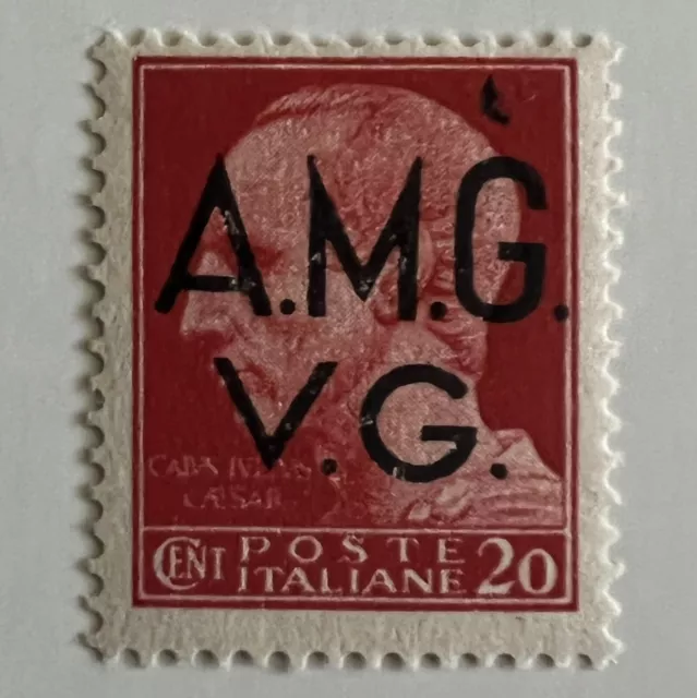 Error 1945 Italy Stamp #1Ln2/1Ln7B Amg Vg With Extra Ink Above "G", Unused Og