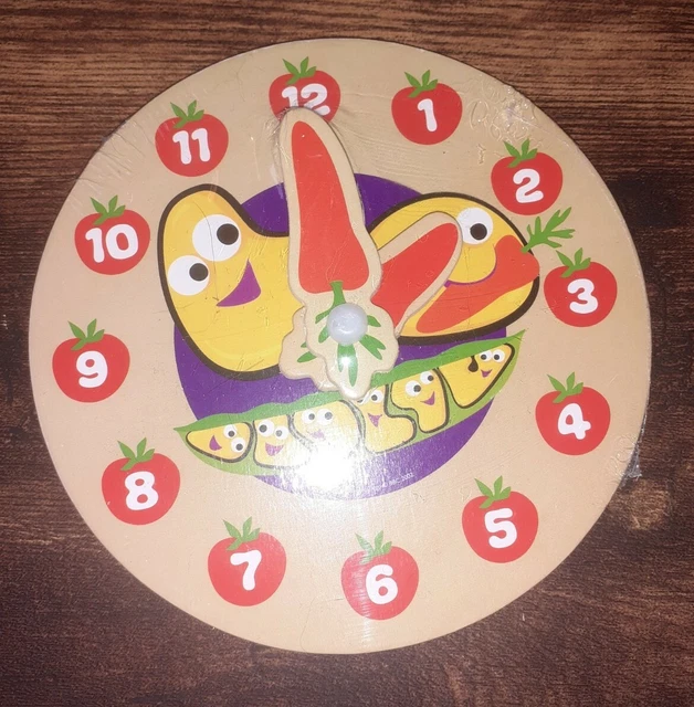 CBEEBIES MY 1ST Wooden Clock Learn Tell The Time New Sealed Free