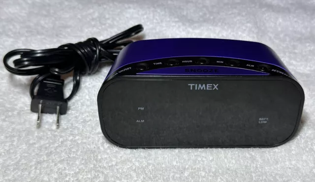 TIMEX Alarm Clock (T121) Purple 7” in RED Display TESTED