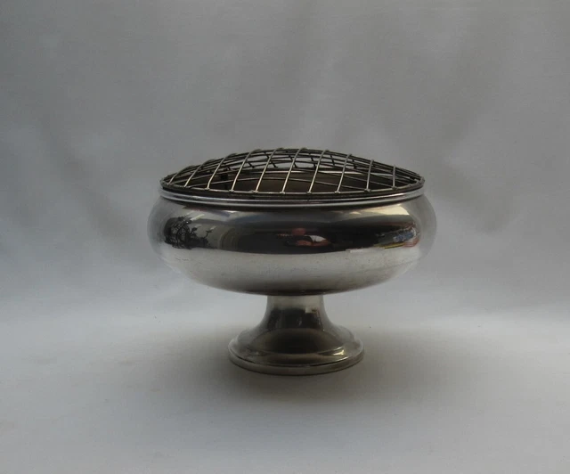 vintage (EPNS silver plated ?? no hall marks) large rose posy bowl & flower frog