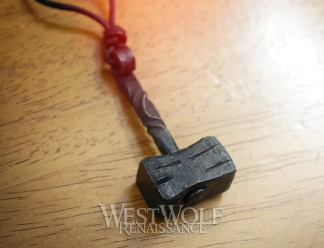 Hand-Forged Iron Thor's Hammer Pendant -- Norse/Odin/Mjolnir/Medieval/Necklace