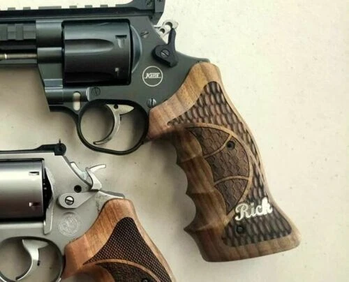 Ksd Brand Smith Wesson K-L-X Frame Round Butt Compatible grip Custom Silver logo
