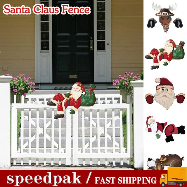 Santa Claus Fence Decoration Closure Stockade Wall Garden Decoration G6J2