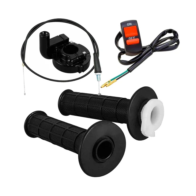 Twist Throttle Accelerator Handle Grips Cable Set With Kill On Off Switch for...