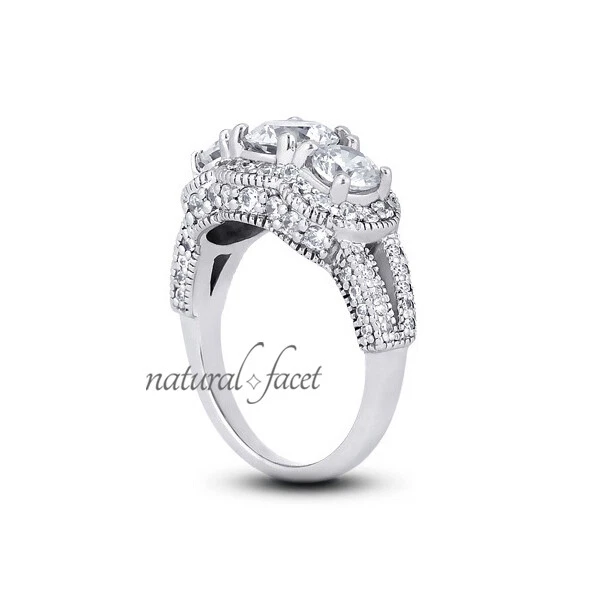 2.52ctw D VS2 Round Cut Natural Certified Diamonds Platinum Halo Engagement Ring