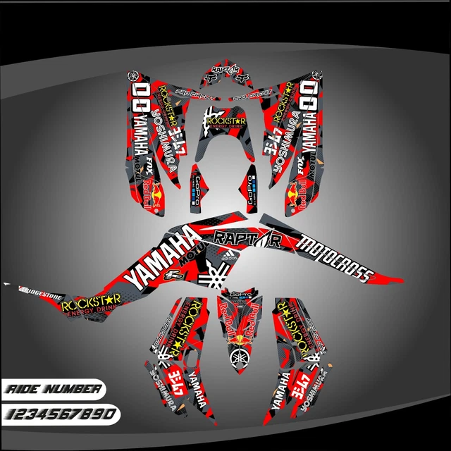 Yamaha Raptor 350 graphics kit 2004 2006 2009 to 2014 decals stickers atv utv