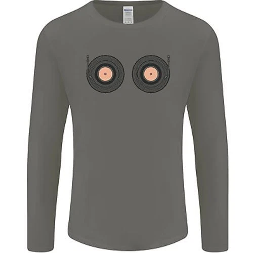 Tetta Ponti Dj Djing Divertente Giradischi Vinile da Uomo Manica Lunga T-Shirt