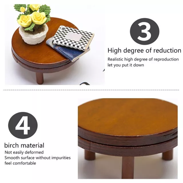 1:12 Dollhouse Miniature Round Tea Coffee Table End Table w/Mat Furniture Dec LS