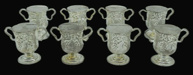 8 ~ GODINGER Silver Plate Trophy Wine Goblet Place Card Holders Set