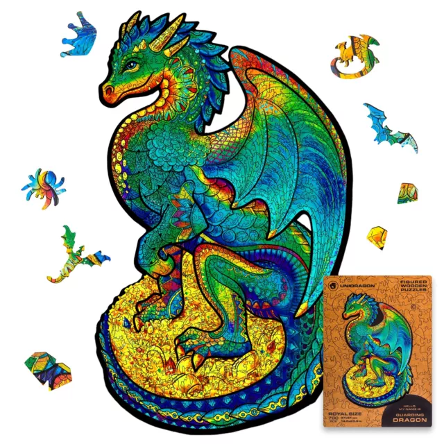 Holzpuzzle Drache Unidragon Puzzle 700 versch. Puzzleteile bunt UNVOLLSTÄNDIG