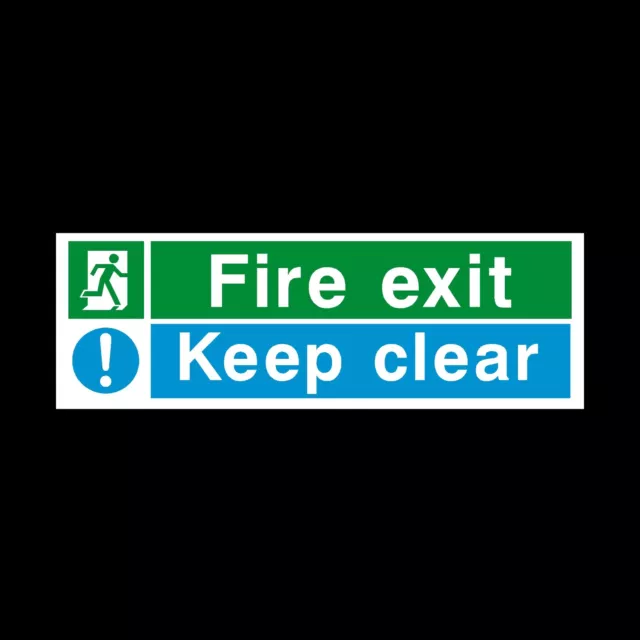 FIRE EXIT KEEP CLEAR 300x100mm RIGID PLASTIC SIGN - EMERGENCY EXIT