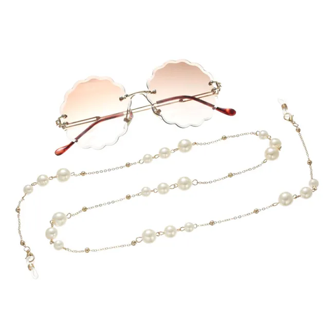 Sunglass Chain Beaded Pearl Chain Eyeglass Lanyard Holder Strap Silicone Loops