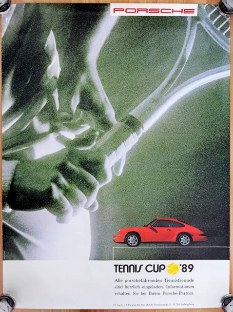 original Plakat Poster Porsche 964 Porsche Tennis Cup 1989 roter Porsche 911