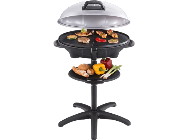 CLOER 6789 Barbecue Elektrogrill Schwarz (2400 Watt) Warmhalte- und Ablagerost