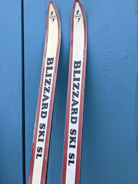 RARE VINTAGE Blizzard SNOW SKIS  195 cm  RED WHITE Cabin Lodge log cabin READ 2