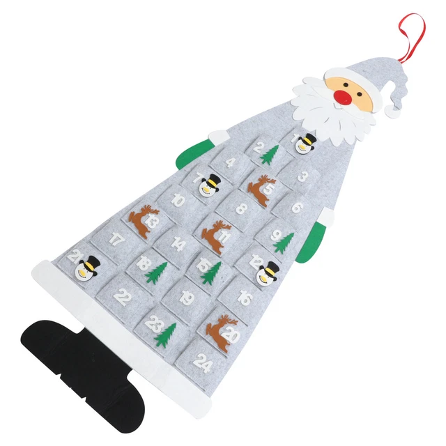 Fieltro Navidad Calendario de Adviento Wall Santa Claus Calendario de Adviento con bolsillos 24