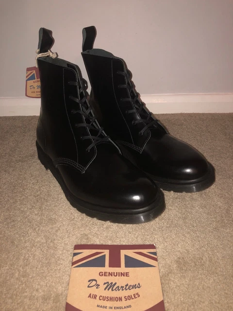 DR MARTENS BOANIL Brush Black Leather Boots Made In England Size