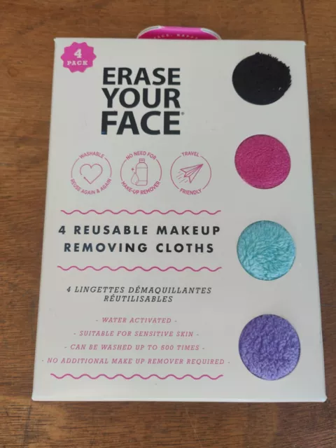 Danielle Creations Erase Your Face wiederverwendbare Make-up-Entfernung Gesichtstücher 4er-Pack