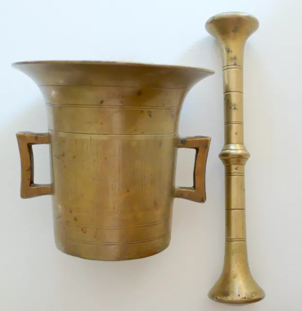 Antiker Bronze Mörser mit Pistill, ca. Ende 19. Jahrhundert
