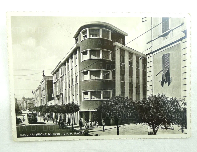 Vecchia Cartolina Fotografia Vintage Foto Cagliari Rione Nuovo Tram