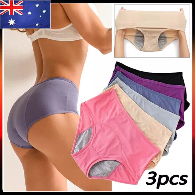 3Pcs Womens Menstrual Period Underwear Leakproof Panties Physiological Girls