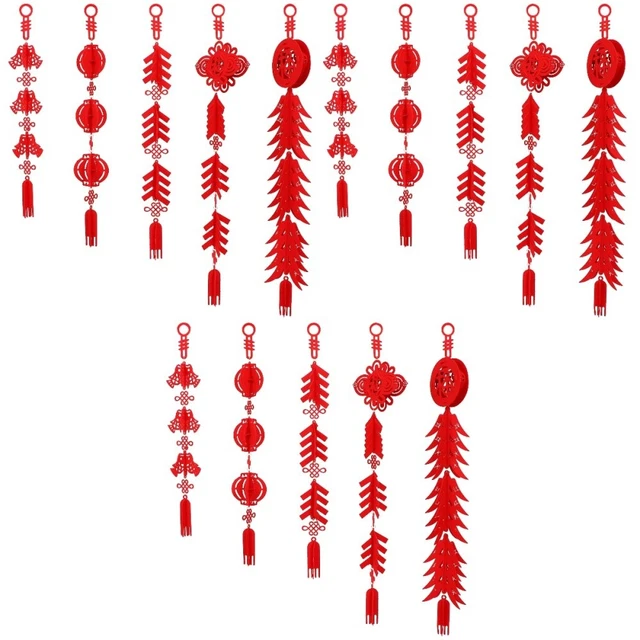 15 Pcs Lantern Ornaments Ox Year Decoration Accessories Fu Character
