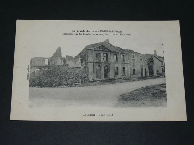 Cpa Postcard War 14-18 1914 Audun-Le-Roman Murder And Moselle Rue Giraud