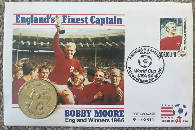 England’s Finest Captain Bobby Moore First Day Cover & Coin 30th July 1993