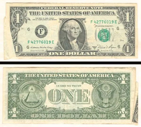 Paper Money Error - $1 Printed Fold - Paper Money Errors